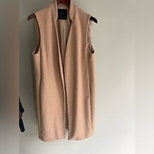 Zara Camel Sleeveless Long Vest